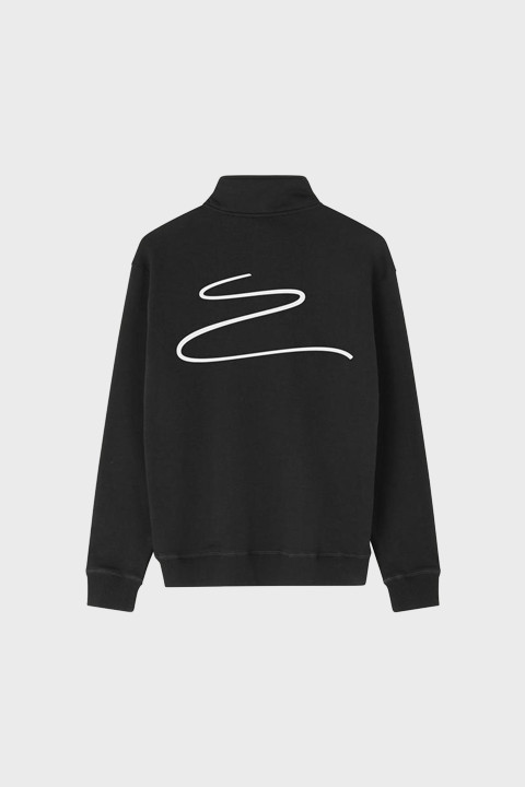 DISTANCE x SOULLAND - KEN HALF ZIP SWEATSHIRT - BLACK